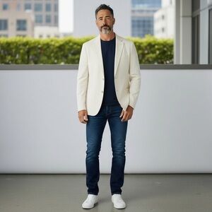 Versace Classic V2 Cream Men’s Blazer – Made in Spain, Size Large (Est.)